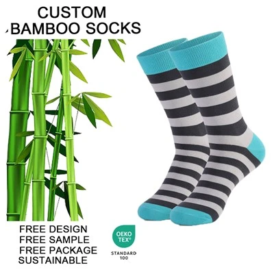 Fanshon farverig strip design bambusstrømper