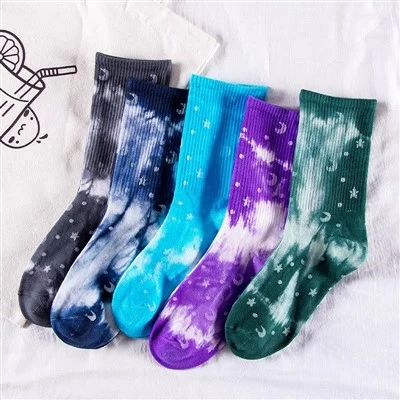Modedesign brugerdefinerede Jacquard strikkede Unisex Tie Dye sokker